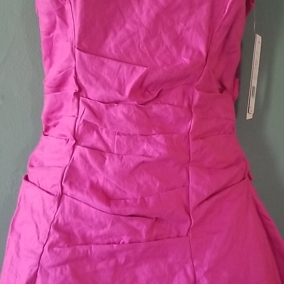 Nicole Miller Fit & Flare Hot Pink Skater Dress 10 - Picture 2 of 5